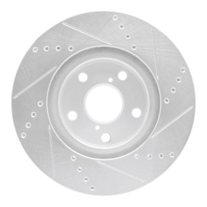 Lexus IS Brake Rotor (1) - Front Right - R1 Concepts - Drilled & Slotted - Silver - `06-`15